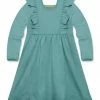 Wholesale ✨ Simply Millie By Millie Loves Lily Nile Blue Ruffle Square-Neck Long-Sleeve A-Line 👗 Dress - Toddler & 👧 Girls For Kids 😀