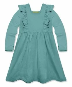Wholesale ✨ Simply Millie By Millie Loves Lily Nile Blue Ruffle Square-Neck Long-Sleeve A-Line 👗 Dress - Toddler & 👧 Girls For Kids 😀
