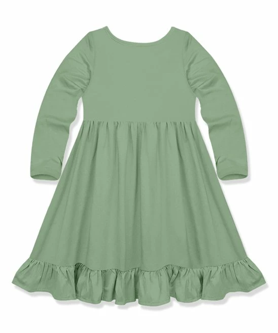 Wholesale π Simply Millie By Millie Loves Lily Sage Pocket Long-Sleeve A-Line π Dress - π§ Girls For Kids π 2 Wholesale π Simply Millie By Millie Loves Lily Sage Pocket Long-Sleeve A-Line π Dress - π§ Girls For Kids π - Image 2