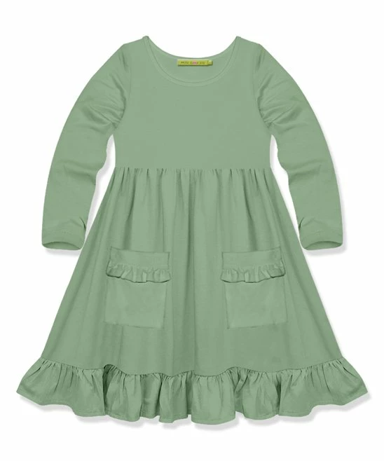 Wholesale π Simply Millie By Millie Loves Lily Sage Pocket Long-Sleeve A-Line π Dress - π§ Girls For Kids π 1 Wholesale π Simply Millie By Millie Loves Lily Sage Pocket Long-Sleeve A-Line π Dress - π§ Girls For Kids π